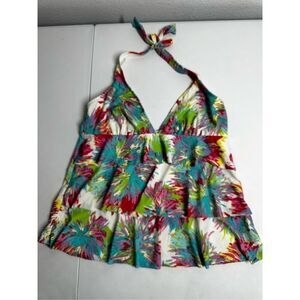 Kim Rogers Women's Ruffles Multicolor Size XL Swimwear Tankini Top